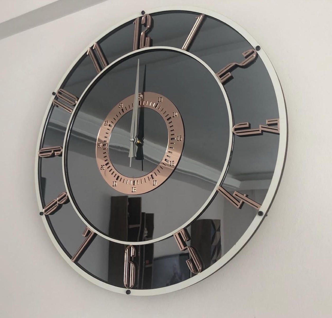 Rose Gold Mirror Wall Clock