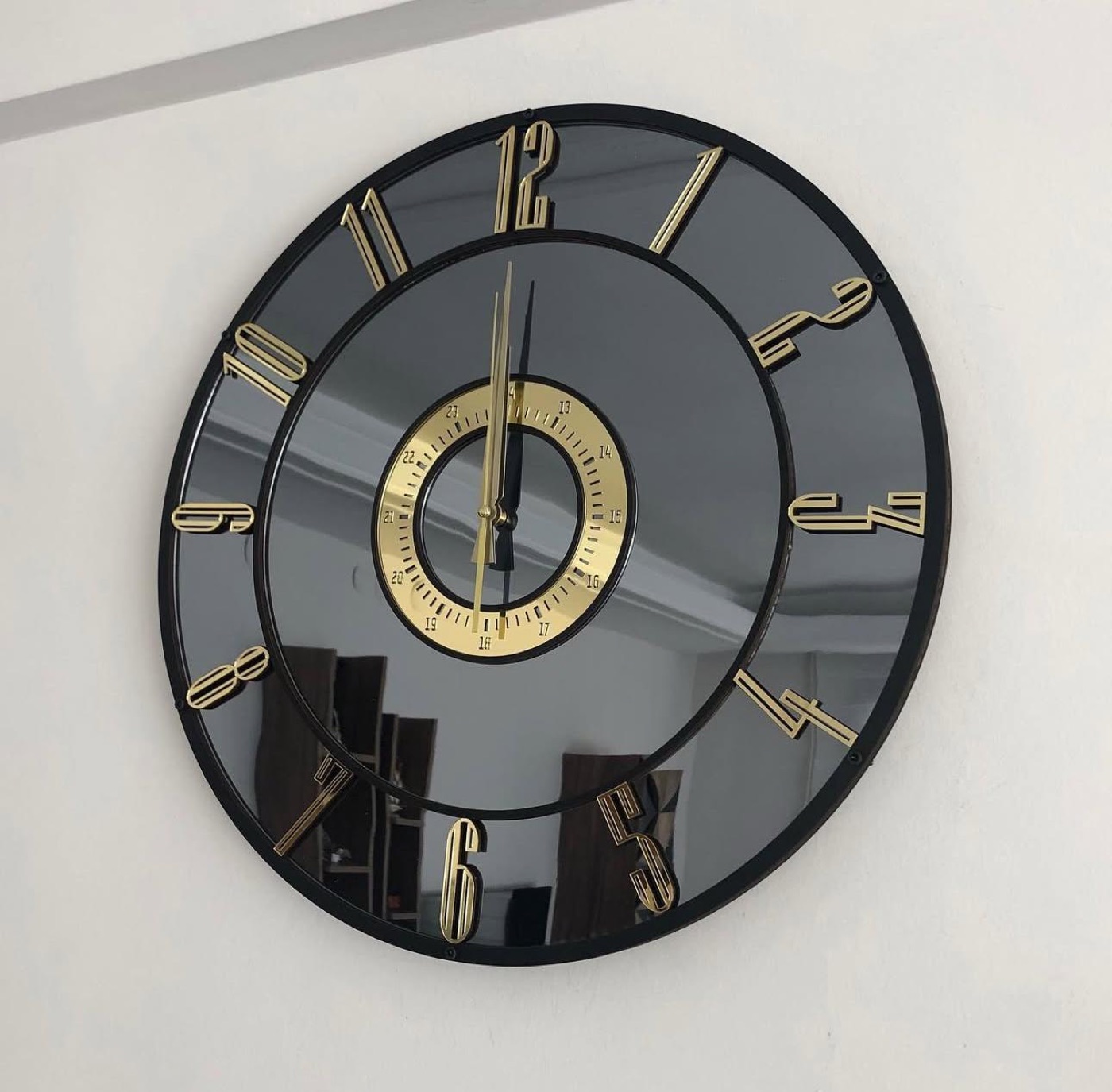 Gold Numerals Mirror Wall Clock