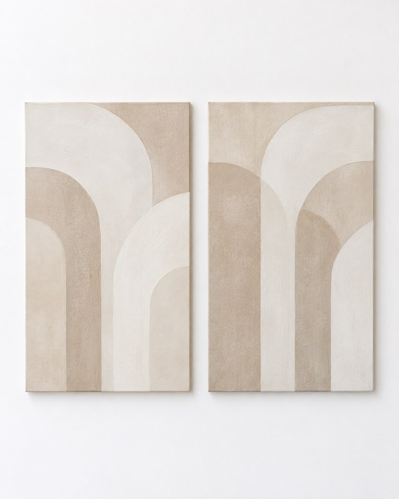 Beige Abstract Diptych