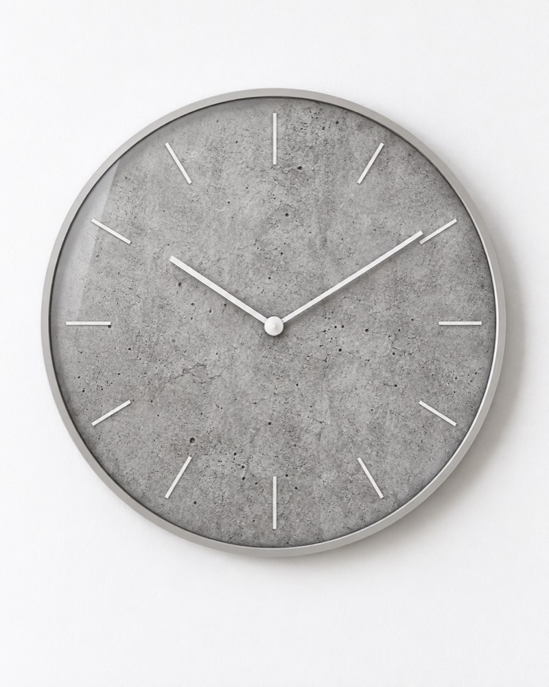Concrete Look Glass Wall Clock