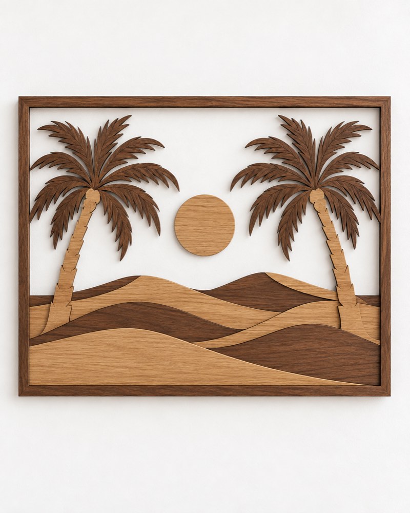 Date Palm Oasis Layered Wood Art