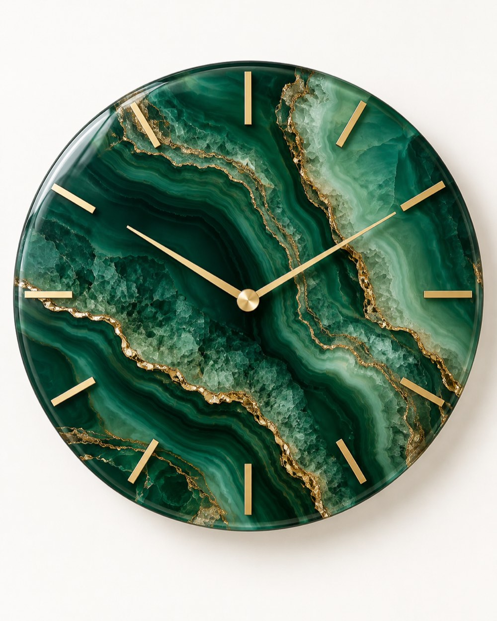 Emerald Agate Glass Wall Clock