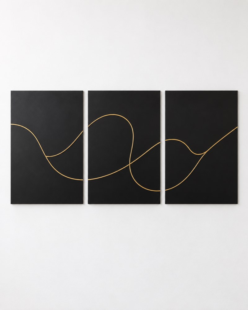 Gold Line Metal Art Trio