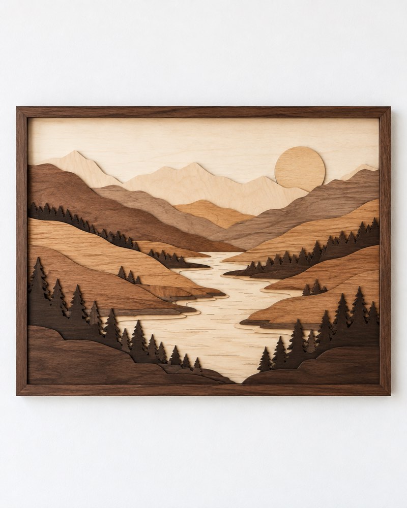 Layered Landscape Wooden Wall Art