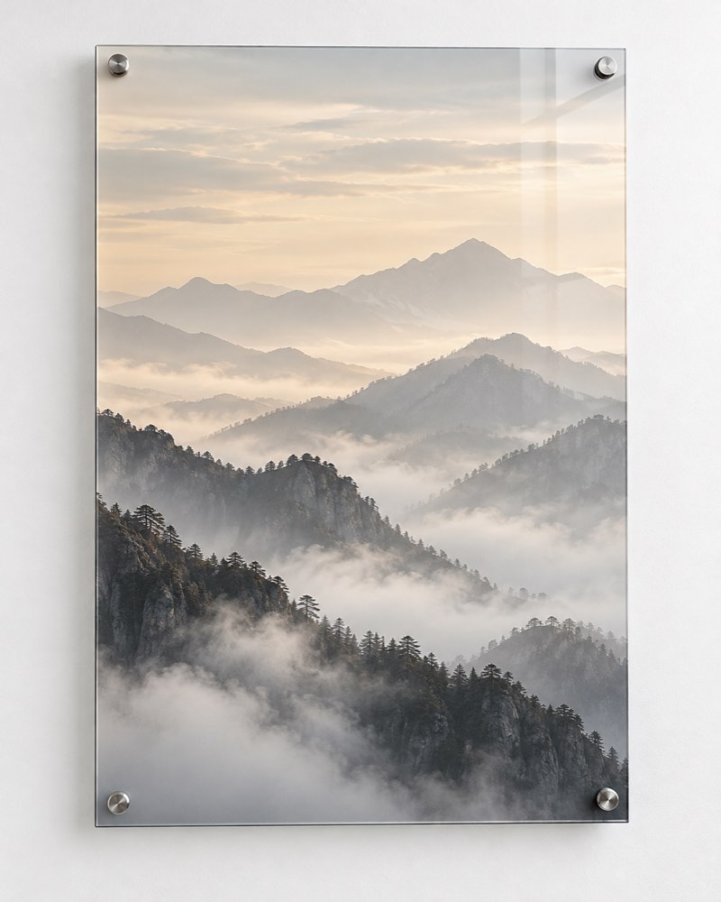 Misty Mountains Glass Wall Art