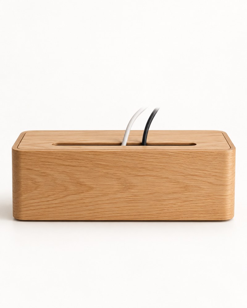Oak Cable Organizer Box