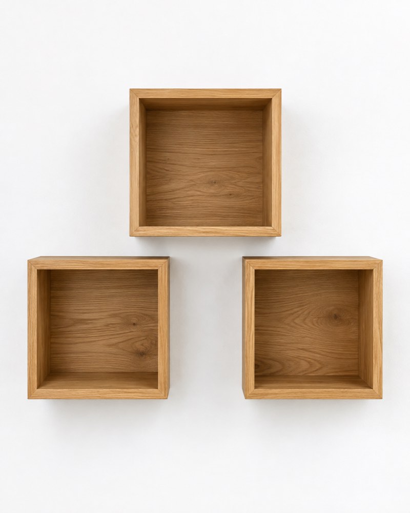 Oak Cube Wall Shelf Set