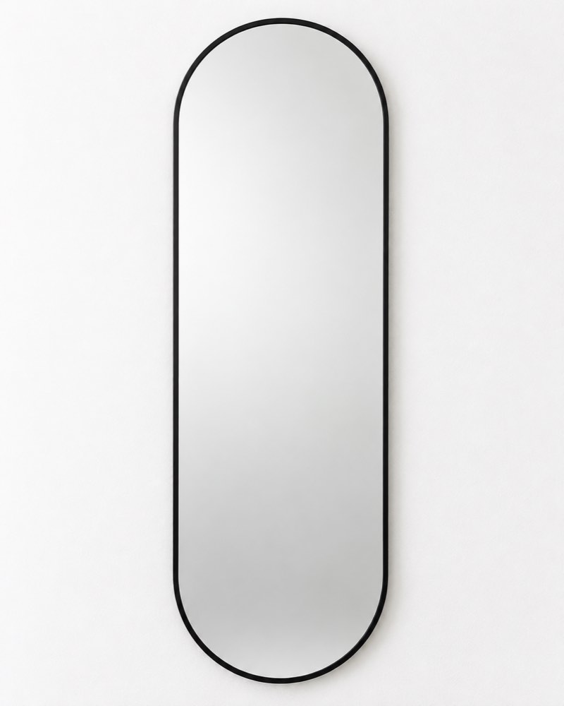 Pill-Shaped Black Frame Wall Mirror