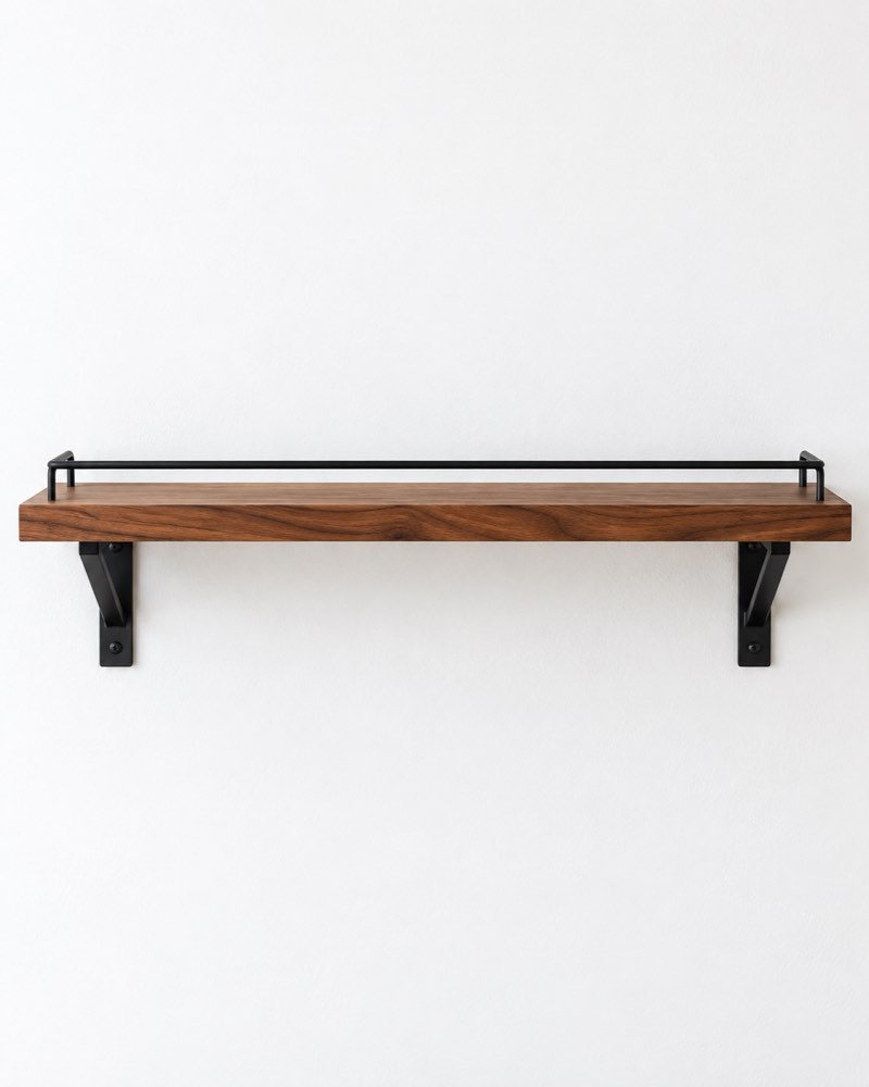 Rail Metal Wood Wall Shelf