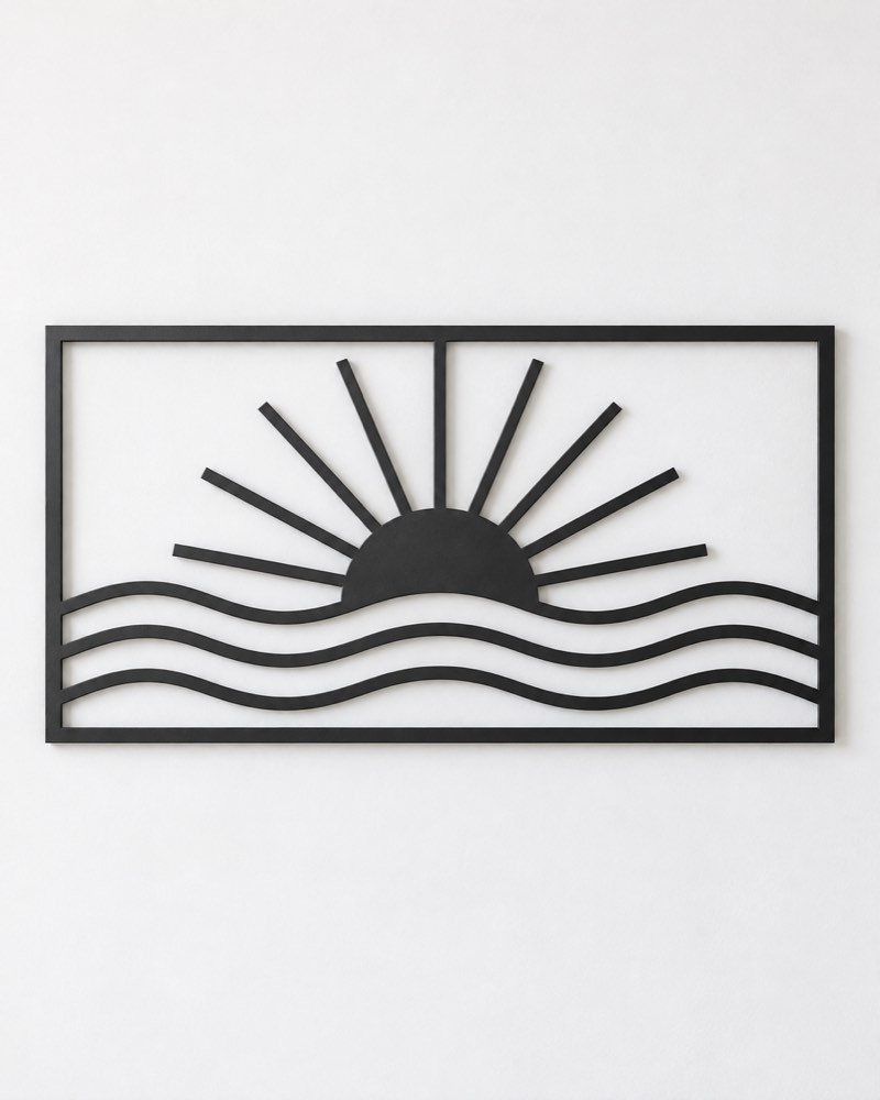 Sunrise Over Waves Metal Wall Art