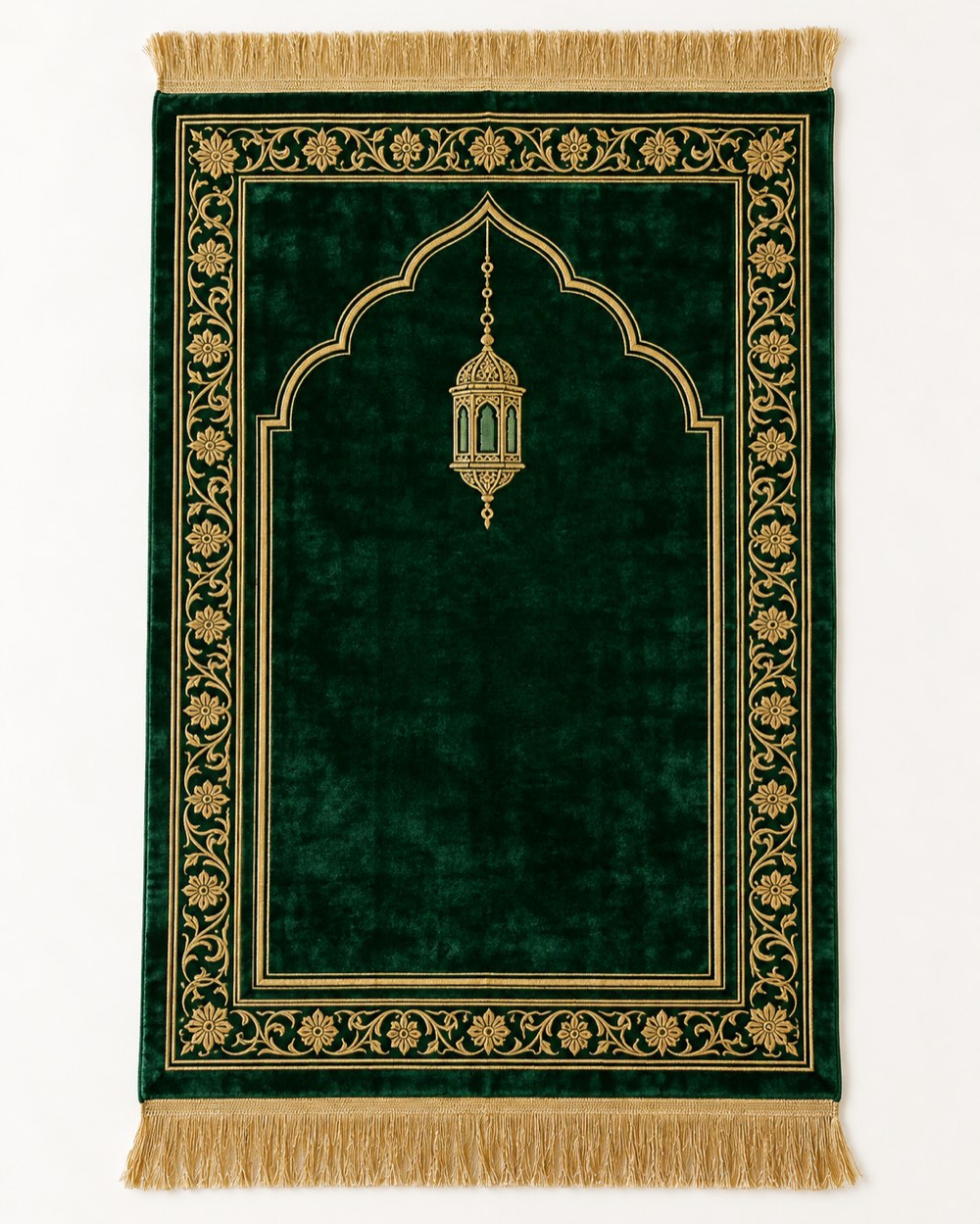Velvet Mihrab Prayer Rug – Emerald