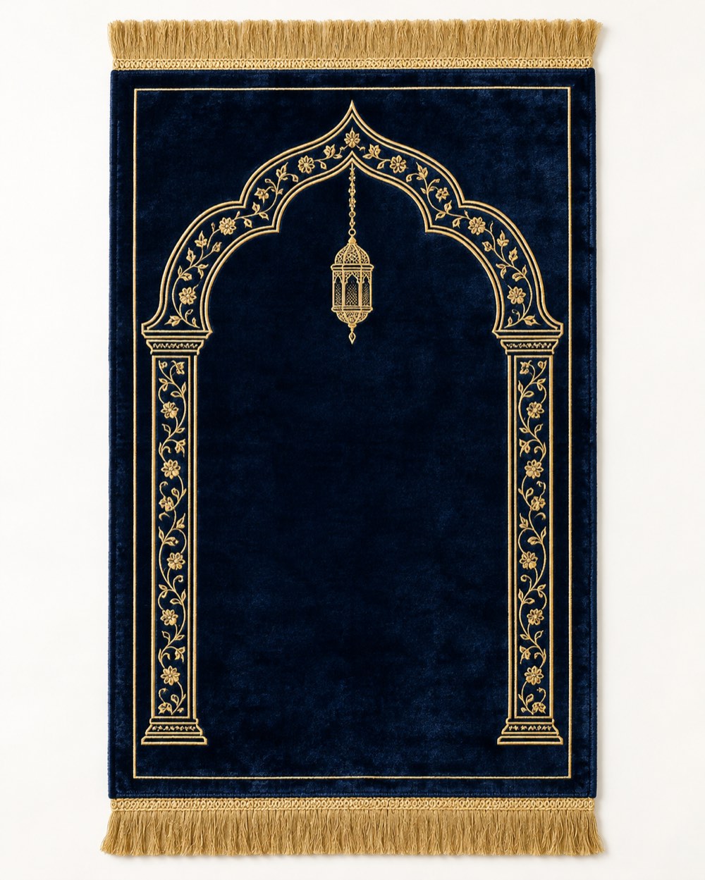 Velvet Mihrab Prayer Rug – Midnight Blue