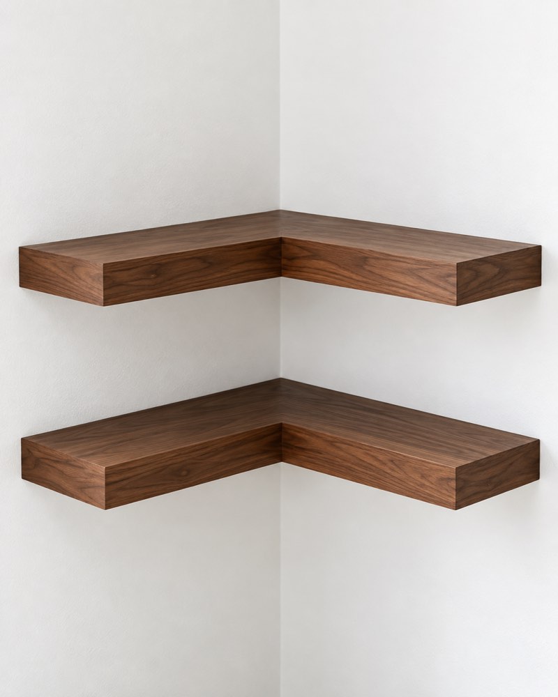 Walnut Corner Floating Shelf