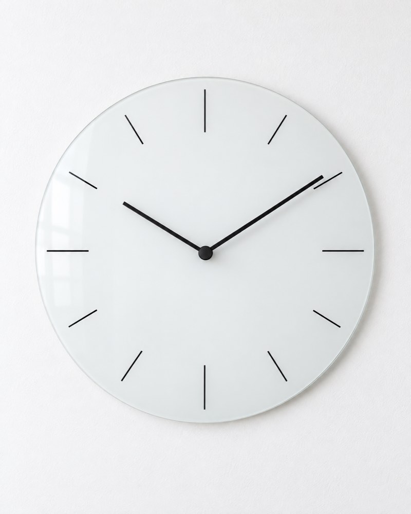White Glass Line Wall Clock
