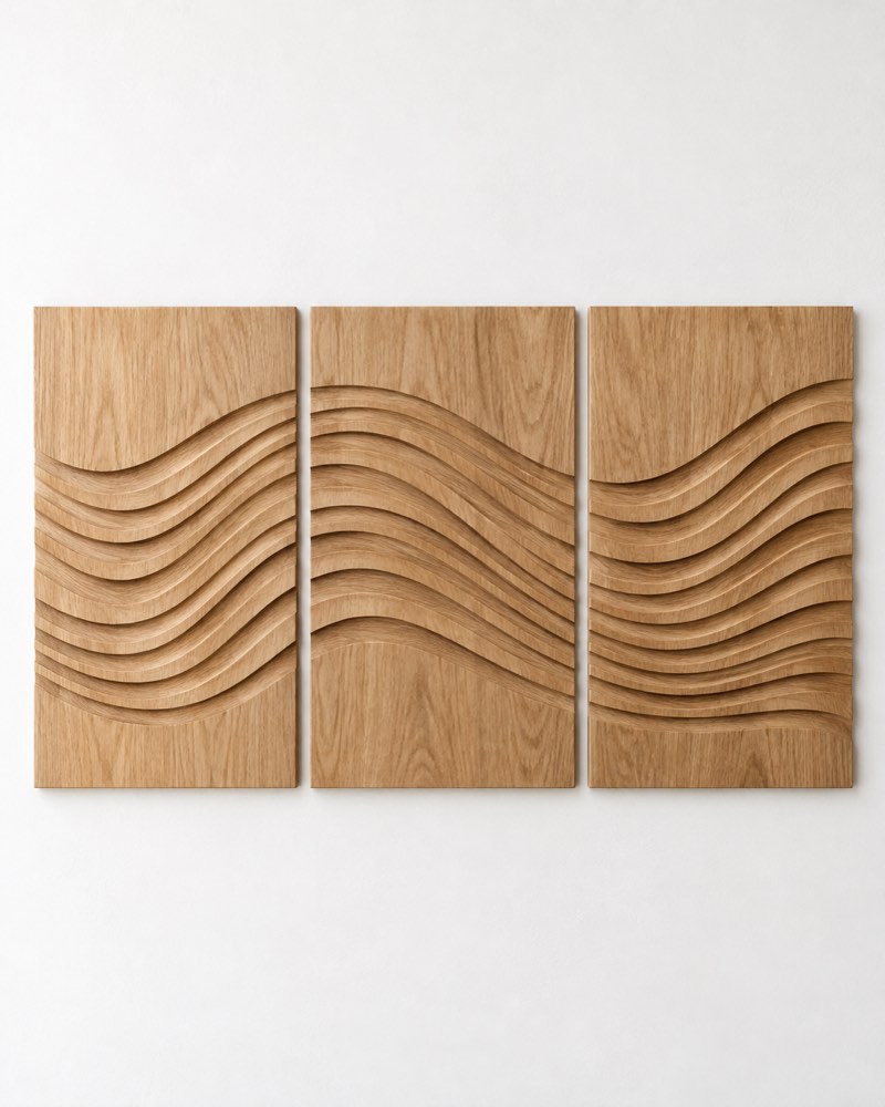 Wooden Wave Panel Trio