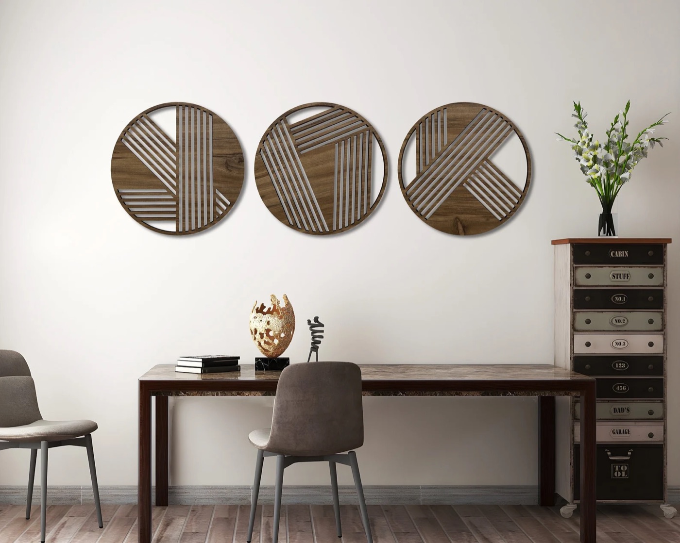 Round Line Art Trio