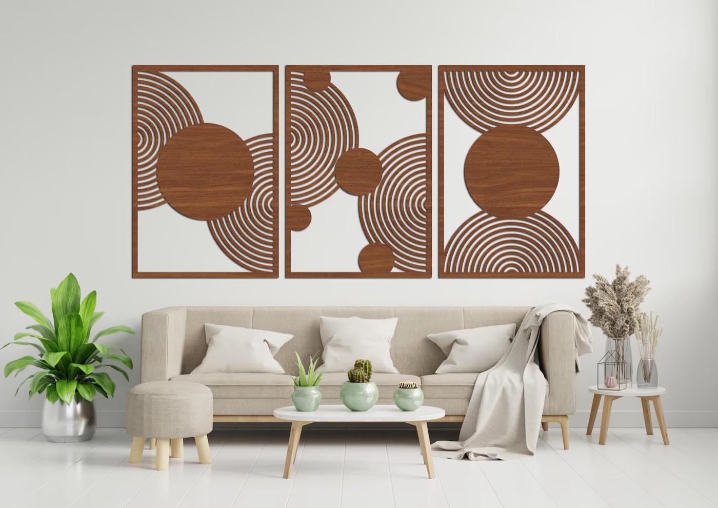 Circles & Arcs Triptych