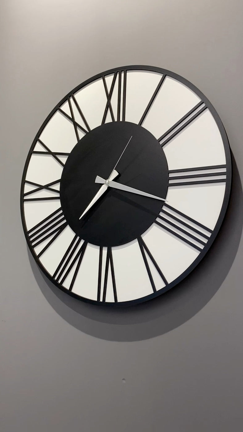 Black & White Roman Wall Clock