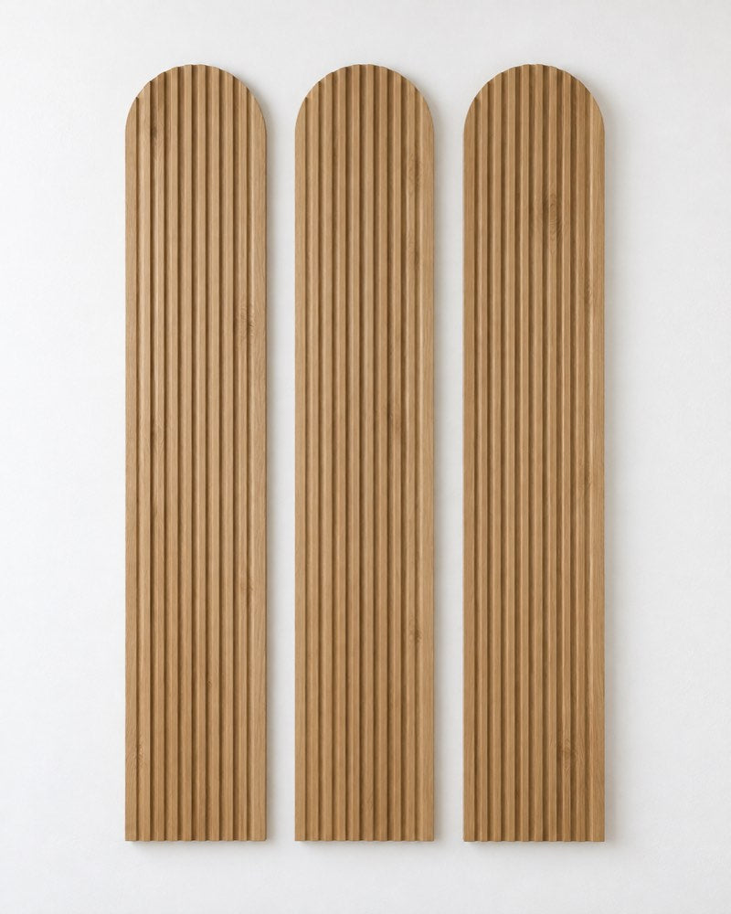 Fluted Arch Wooden Wall Panel Trio