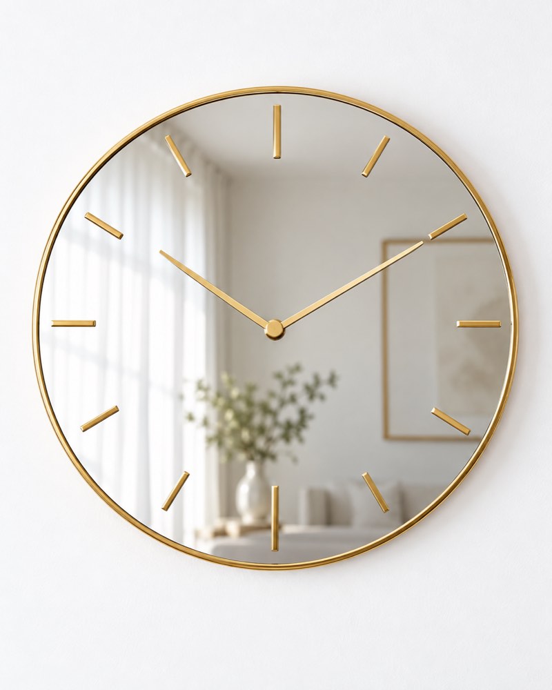 Gold Edge Mirror Wall Clock