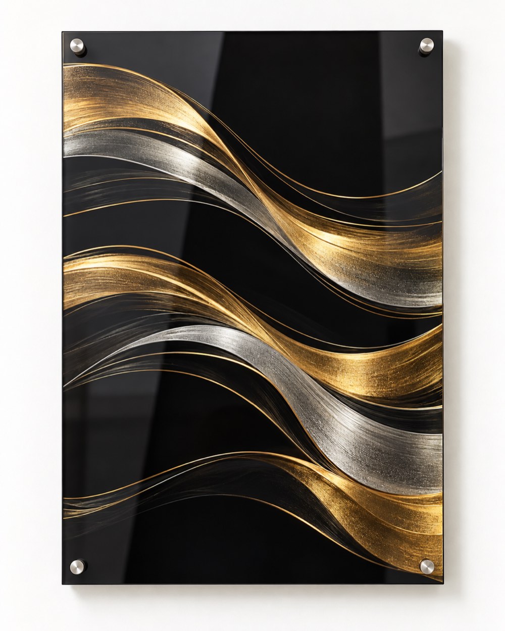 Gold Waves Tempered Glass Art
