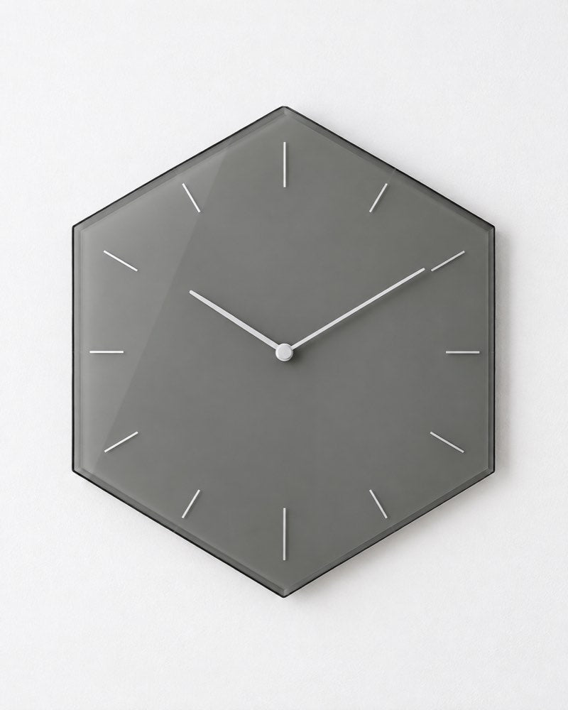 Hexagon Glass Wall Clock