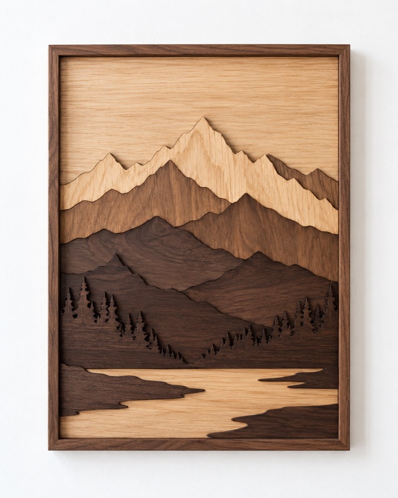Layered Mountain Wooden Wall Art