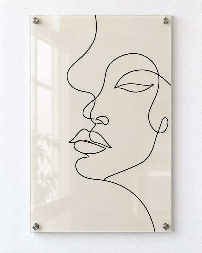 Line Face Glass Wall Art