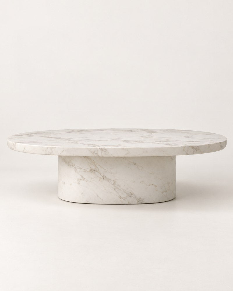 Oval Marble Effect Coffee Table