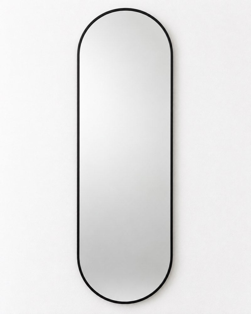 Pill-Shaped Black Frame Wall Mirror