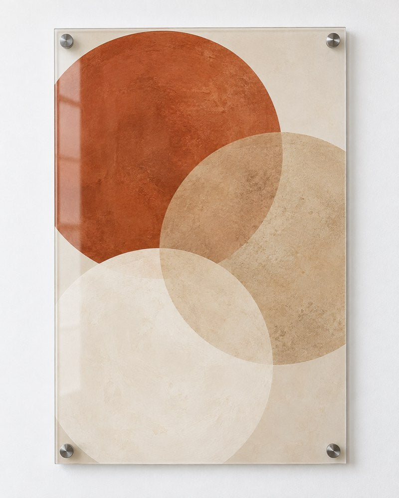 Terracotta Circles Glass Wall Art