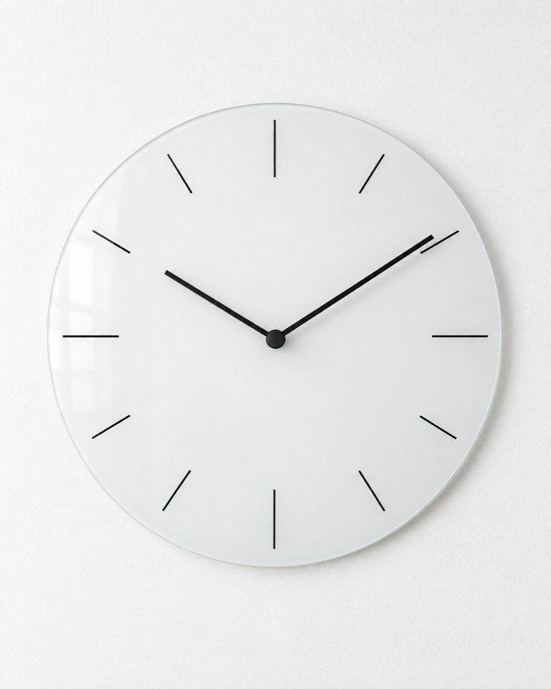 White Glass Line Wall Clock