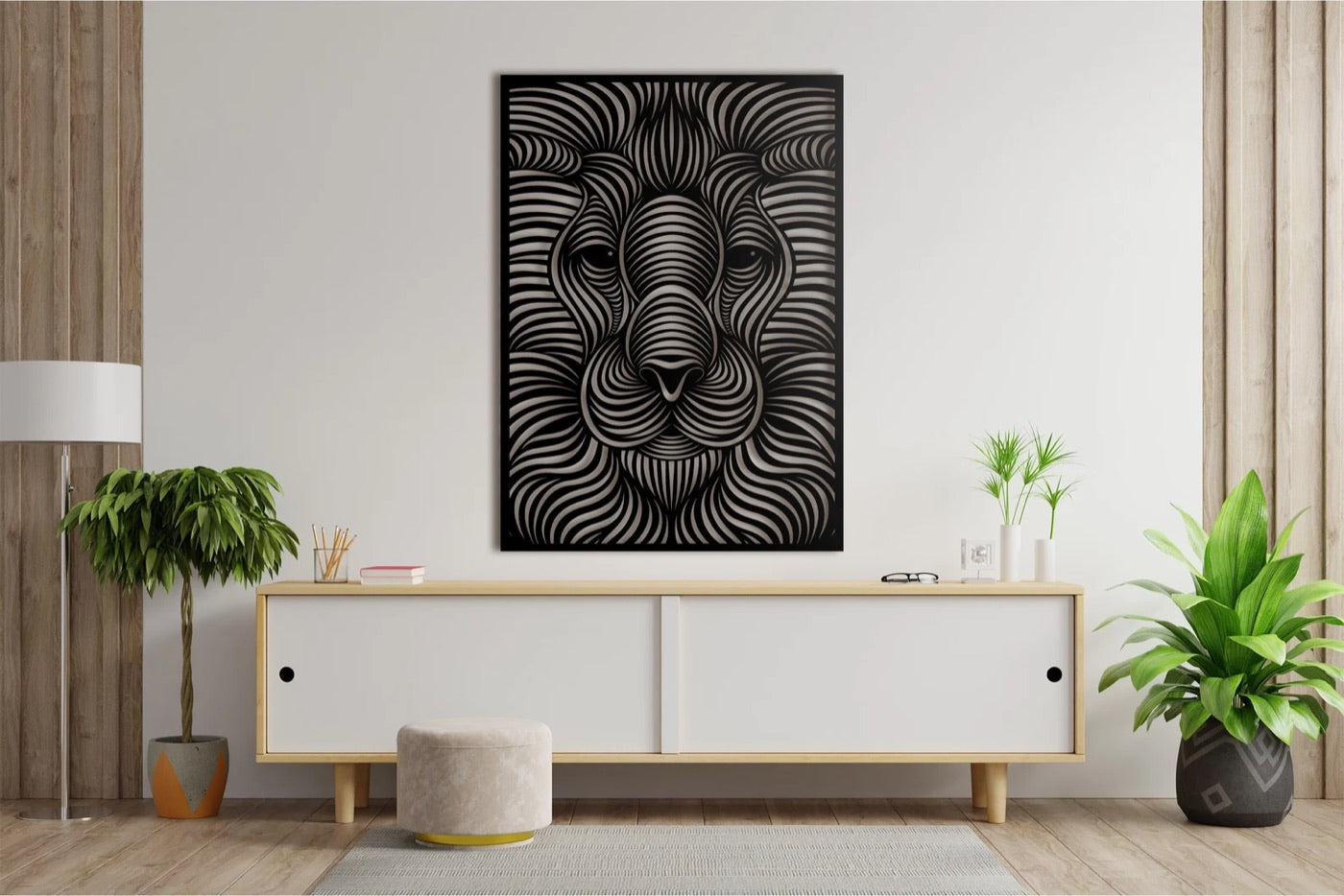 Geometric Lion Panel