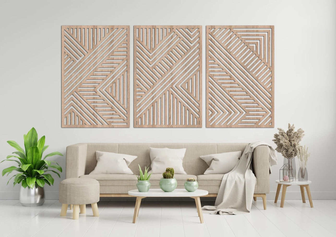 Geometric Lines Triptych